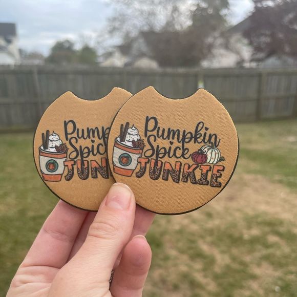 Pumpkin Spice Junkie Car Coasters - Picture 6 of 14